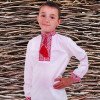 Вишиванка дитяча сорочка Майкл білого кольору з червоною вишивкою