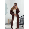 Кардиган с альпаки длинный в шоколадном цвете