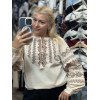 Вышиванка женская молочного цвета с разноцветной вышивкой