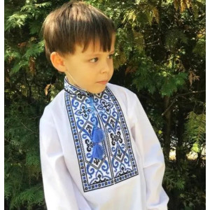 Вишиванка на хлопчика Йосип з синьо-чорною вишивкою розмір 116-134