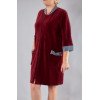 Жіночий велюровий халат кольору бордо зі смугастою оздобою (розміри 48–66)