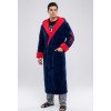 Мужской синий махровый халат с капюшоном и вышивкой «Sport» (Размеры S-6XL)