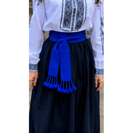 Синій пояс-крайка з китицями