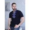 Футболка вишита чоловіча з синім орнаментом у темно-синьому кольорі