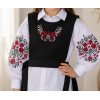Вишиванка рубашка дитяча і манішка з червоними квітами