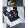 Вышиванка рубашка детская и замшевая манежка с золотыми колосками