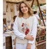 Жіноча маніжка із льону з вишивкою «Мотанка та маки», молочна