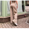  Брюки-палаццо в рубчик стильні жіночі бежеві