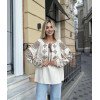 Вишиванка бежева з коричневим орнаментом